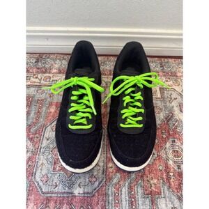 Nike Air Force 1 Low Black Fuzzy Neon Green‎ Laces Sneakers Shoes Men's 7.5